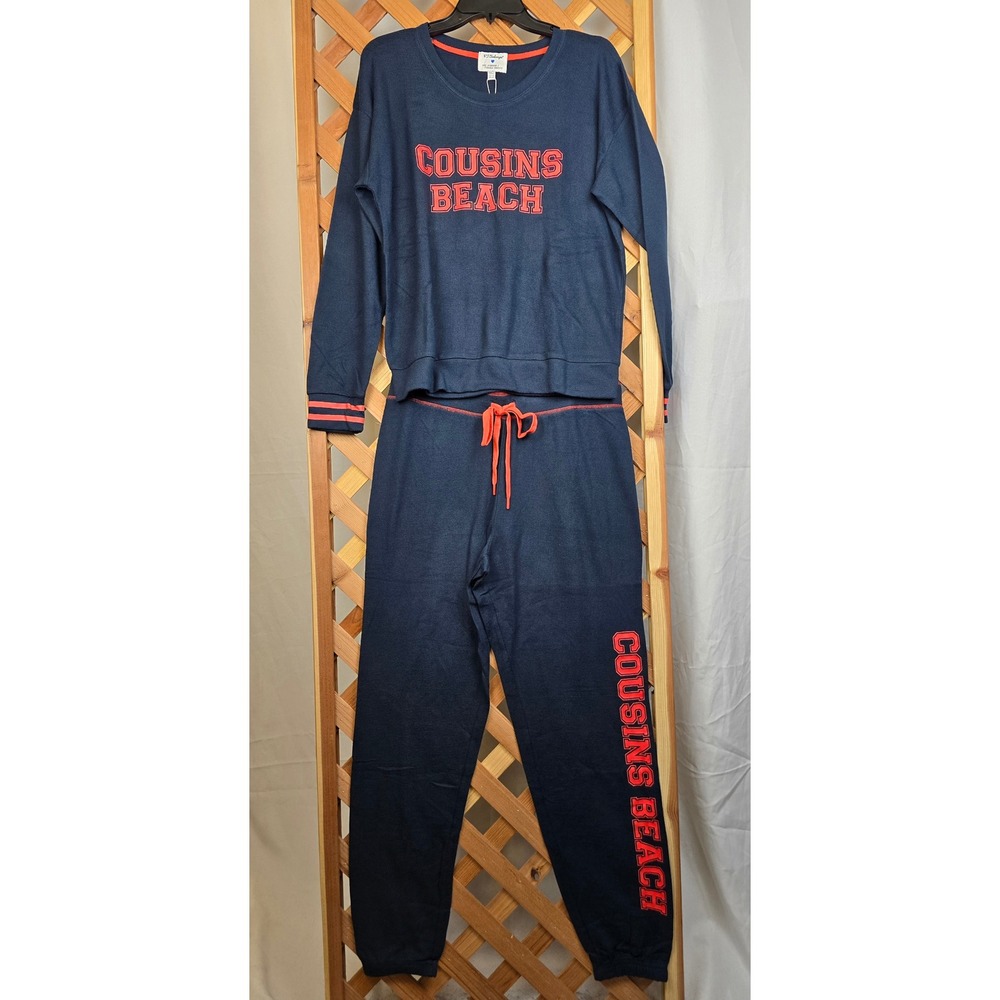 PJ Salvage The Summer I Turned Pretty Pajama Set Women Medium Navy Blue -NEW